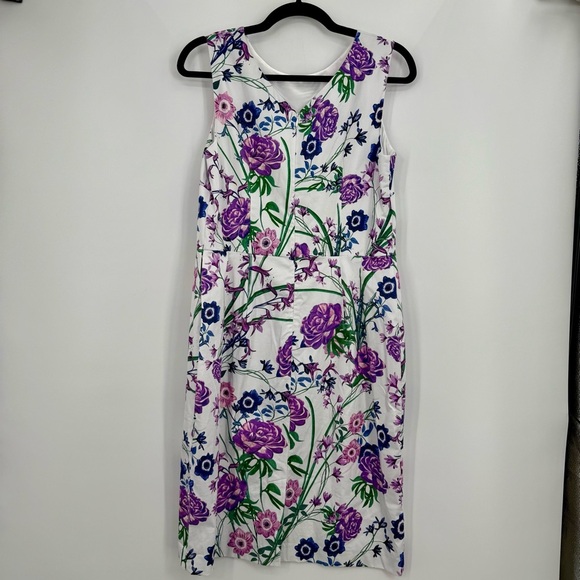 Talbots Sateen Botanical Gardens Sheath Mini Dress Cocktail Party Floral Size 8 - Picture 4 of 7